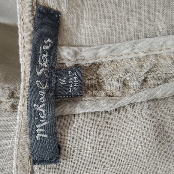 Micheal Stars linen Asimetrical moto Jacket. Tan color. Size M - Picture 7 of 8